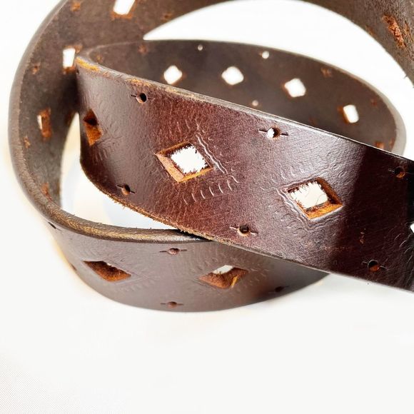Brown Leather Die Cut Belt - Picture 2 of 6